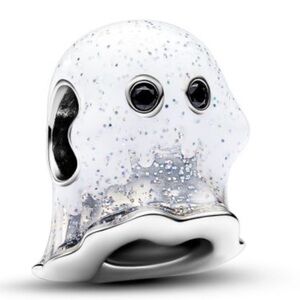 Pandora Silver Ghost Charm with White/GlitterAccents and Glow in Dark